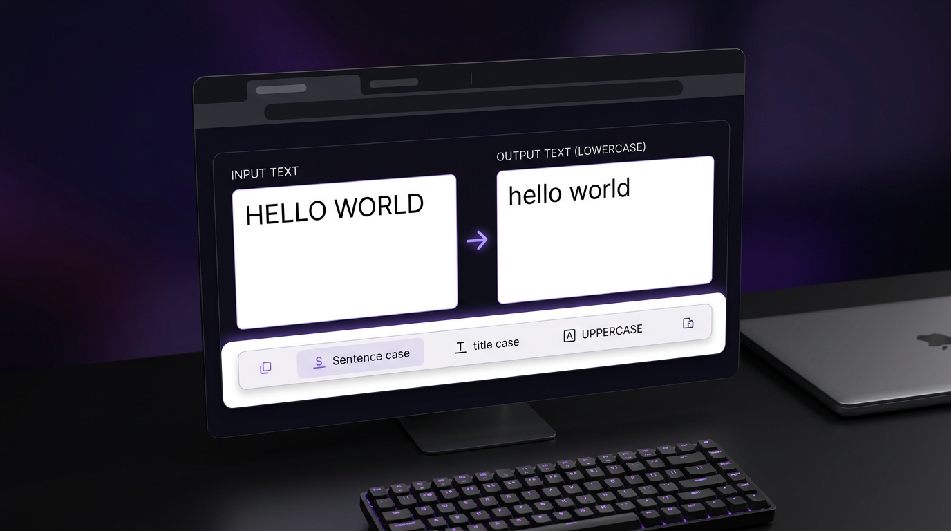 Online uppercase to lowercase text converter showing different text case options